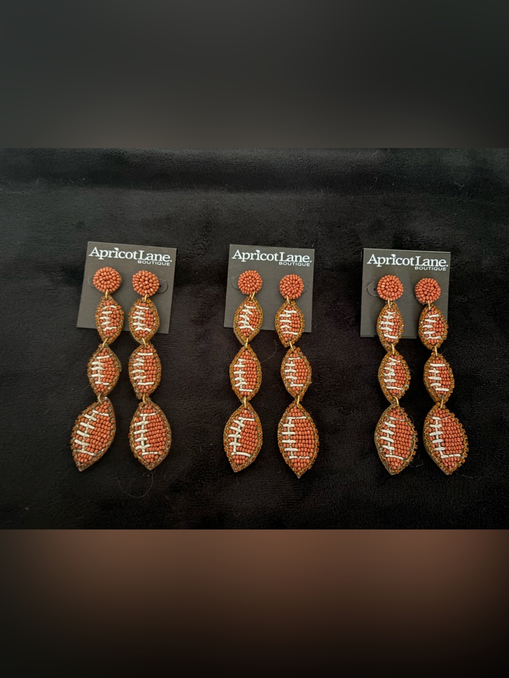 Apricot Lane Football Coral-Bead and Gold Accent Drop Earrings